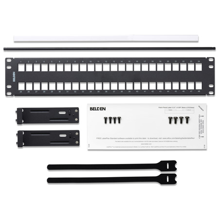 Belden AX103115 KeyConnect Modular Blank Keystone Patch Panel - 48-Port x 2RU - Black (Empty)