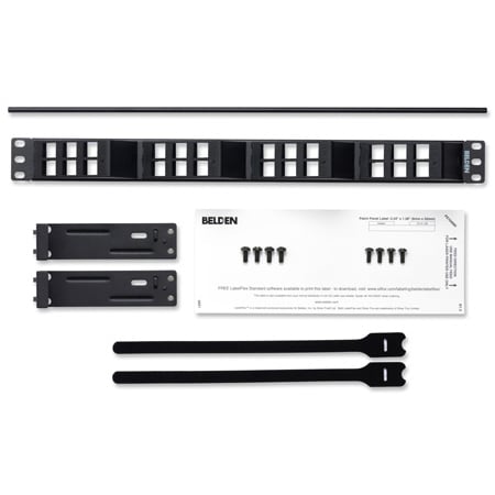 Belden AX103248 KeyConnect AngleFlex Modular Blank Keystone Patch Panel - 24-Port x 1RU - Black (Empty)