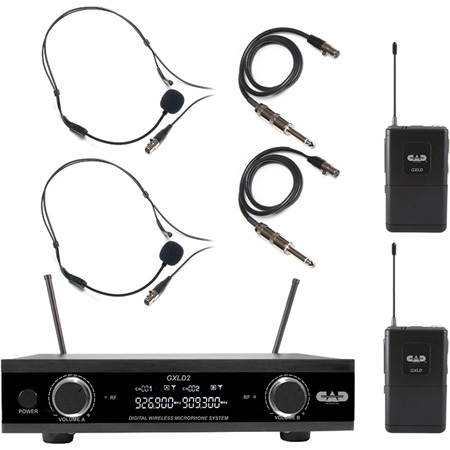 CAD Audio GXLD2BBAI Digital Wireless Dual Bodypack Microphone System AI Frequency Band (909.3 - 926.8 MHz)