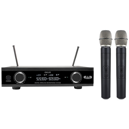 CAD Audio GXLD2HHAI Digital Wireless Dual Handheld Microphone System w/ D38 Capsule AI Frequency Band 909.3 - 926.8 MHz