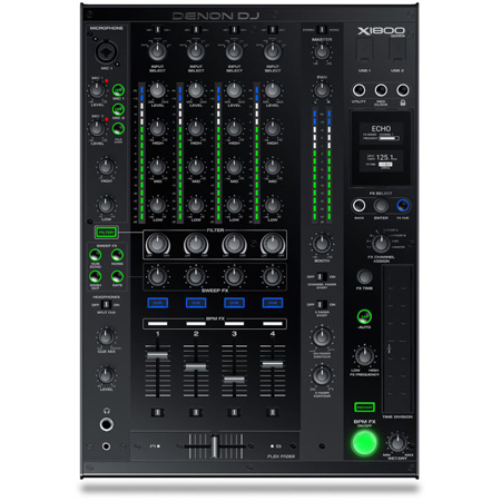 Denon DJ X1800 Prime Professional 4-Channel DJ Club Mixer with Built-In FX and Smart HUB