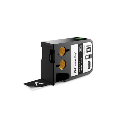 Cartridge Label, 1.0 in W, Black, Vinyl