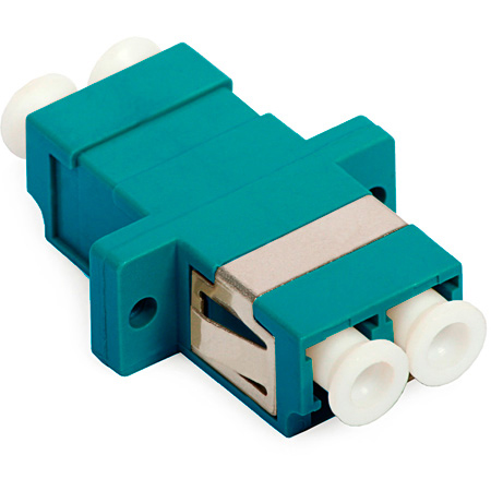10-Gig LC to LC Duplex Multimode Fiber Optic Coupler with Flange