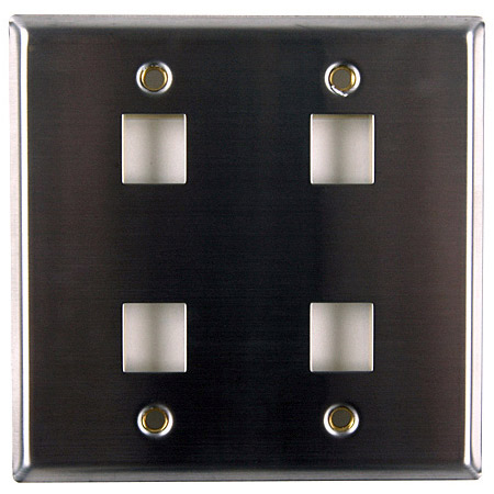 HellermannTyton FPDGQUAD-SS Stainless Steel 4 Port Flush Mount Faceplate