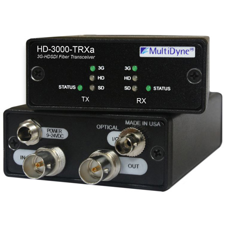 MultiDyne HD-3000-TRXA-ONE-ST 2-Way Multi-Rate Serial Digital Video Transceiver for SD/HD/3G-SDI - 1 ST Fiber Connection
