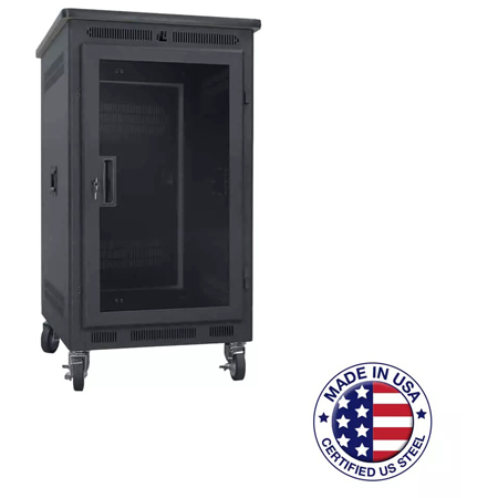 Lowell LPR-1427PGT 14RU Portable Welded-Steel Rack / 27 Inch Deep w ...