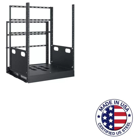 Lowell LPTR4-1423 14RU Pull & Turn Millwork Rack w/ Four Support Rails ...