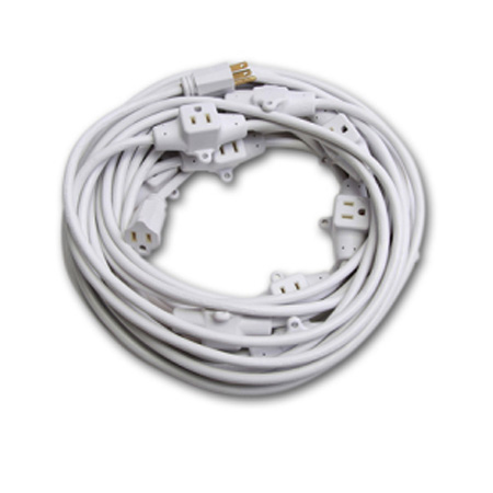 Milspec D19006737 Multi-Outlet 14/3 AC Distribution Extension Cord White  32.5 Foot