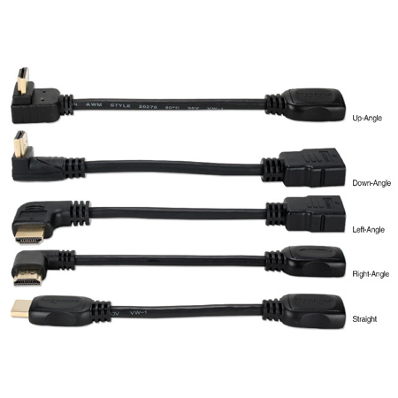 6 Inch High Speed HDMI UltraHD 4K Angle Adapters HDTV Hook-Up Install Kit - 5 Pack