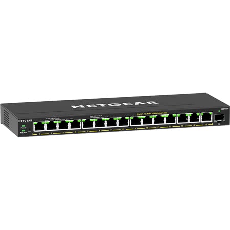NETGEAR GS316EP-100NAS 16-Port PoE+ Gigabit Ethernet Plus Switch (180W) with 1 SFP Port