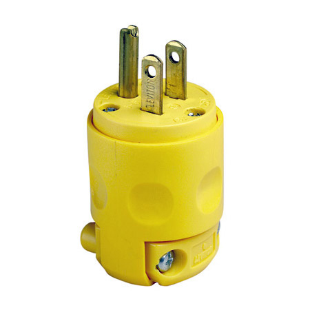 Leviton 515PV 15A 5-15P 125 Volt Commercial Grade 3-Prong AC Male Plug Yellow