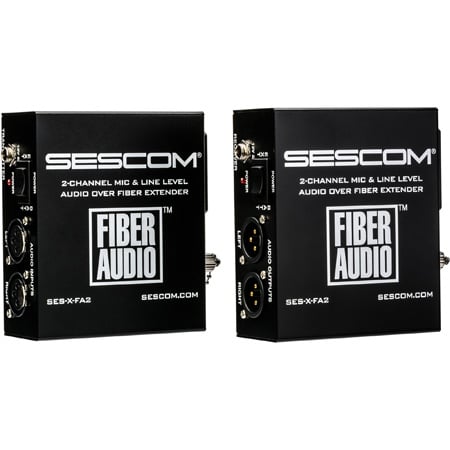 Sescom X-FA2 Portable Battery Operated 2-Channel Mic & Line Level Audio Over Single Fiber Extender Kit