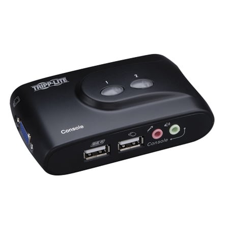 Tripp Lite B004-VUA2-K-R 2 Port KVM Switch (USB) Desktop with Audio & Cables