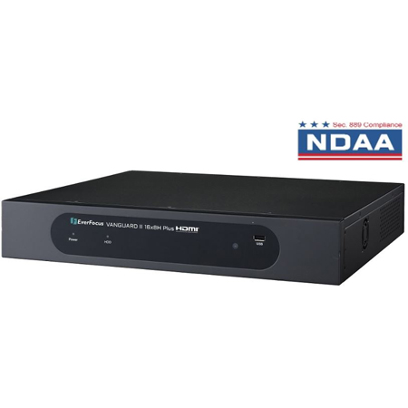 Everfocus VANGUARD II 16X8H/4T NDAA 16 Channel 8MP Hybrid DVR/XVR for Analog & IP CCTV - H.265/H.264 - AHD/TVI/CVBS VANGUARDII16X8H/4T