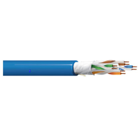 West Penn 254346A 4 Pair 23AWG UTP 10G CMP/Plenum Cat6A Small OD Premise Horizontal Cable - Blue - 1000 Foot 254346ABL1000