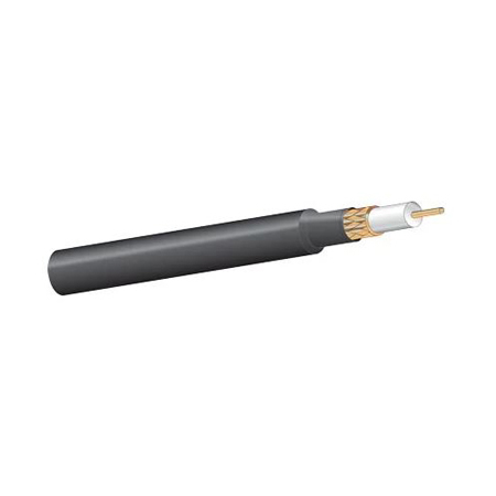West Penn 4811 14AWG 2-Jacket RG11 95% Bare Copper Braid Outdoor Analog CCTV Video Cable - Black - 500 Foot 4811BK0500