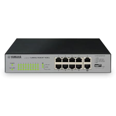Yamaha SWR2100P-10G 10-Port L2 Dante Network Switch with 9