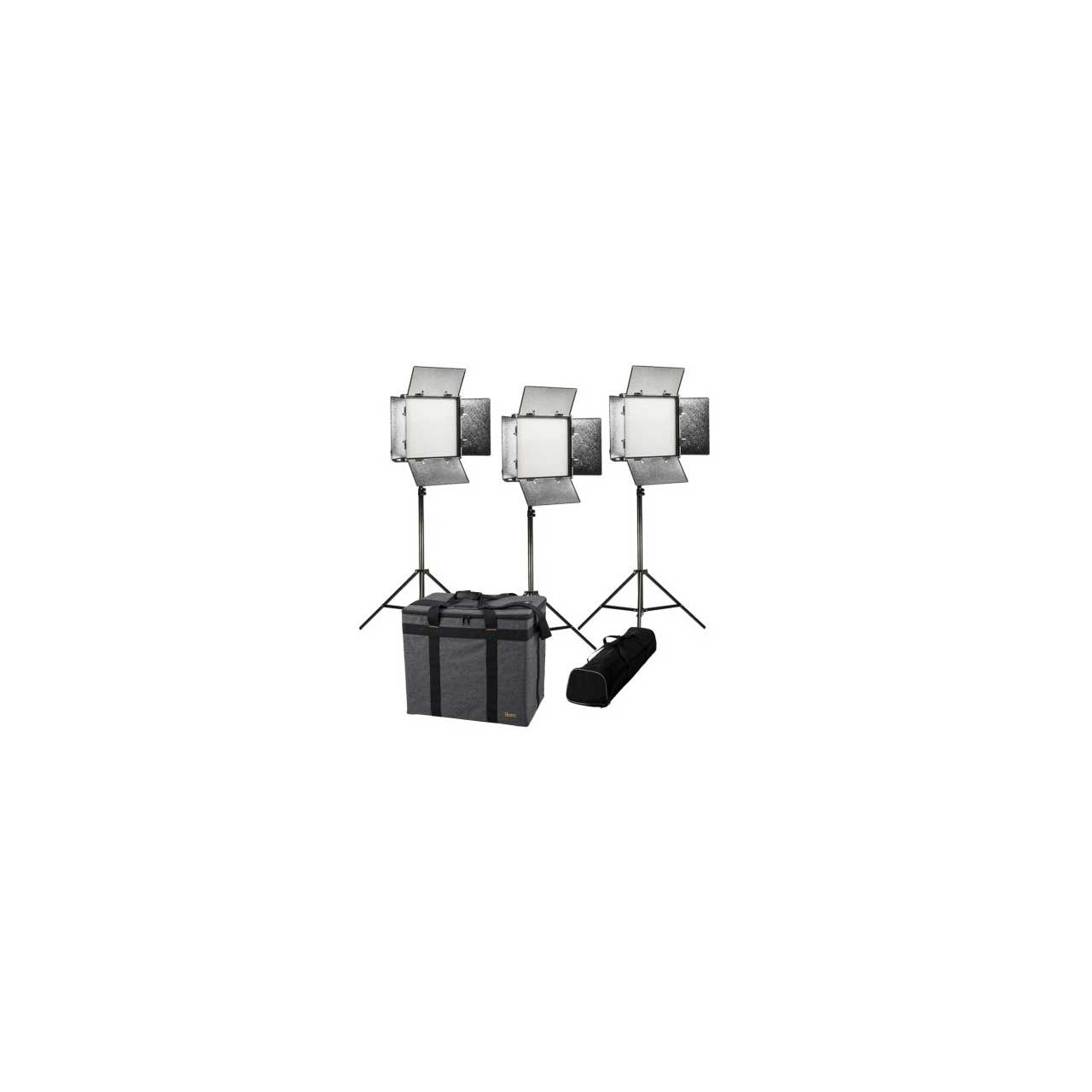 ikan RB10-3PT-KIT Rayden 1 X 1 Bi-Color (3200k-5600k) 3-Point Panel Led Light Kit with Gold & V-Mount Battery Plate IKAN-RB10-3PTKIT