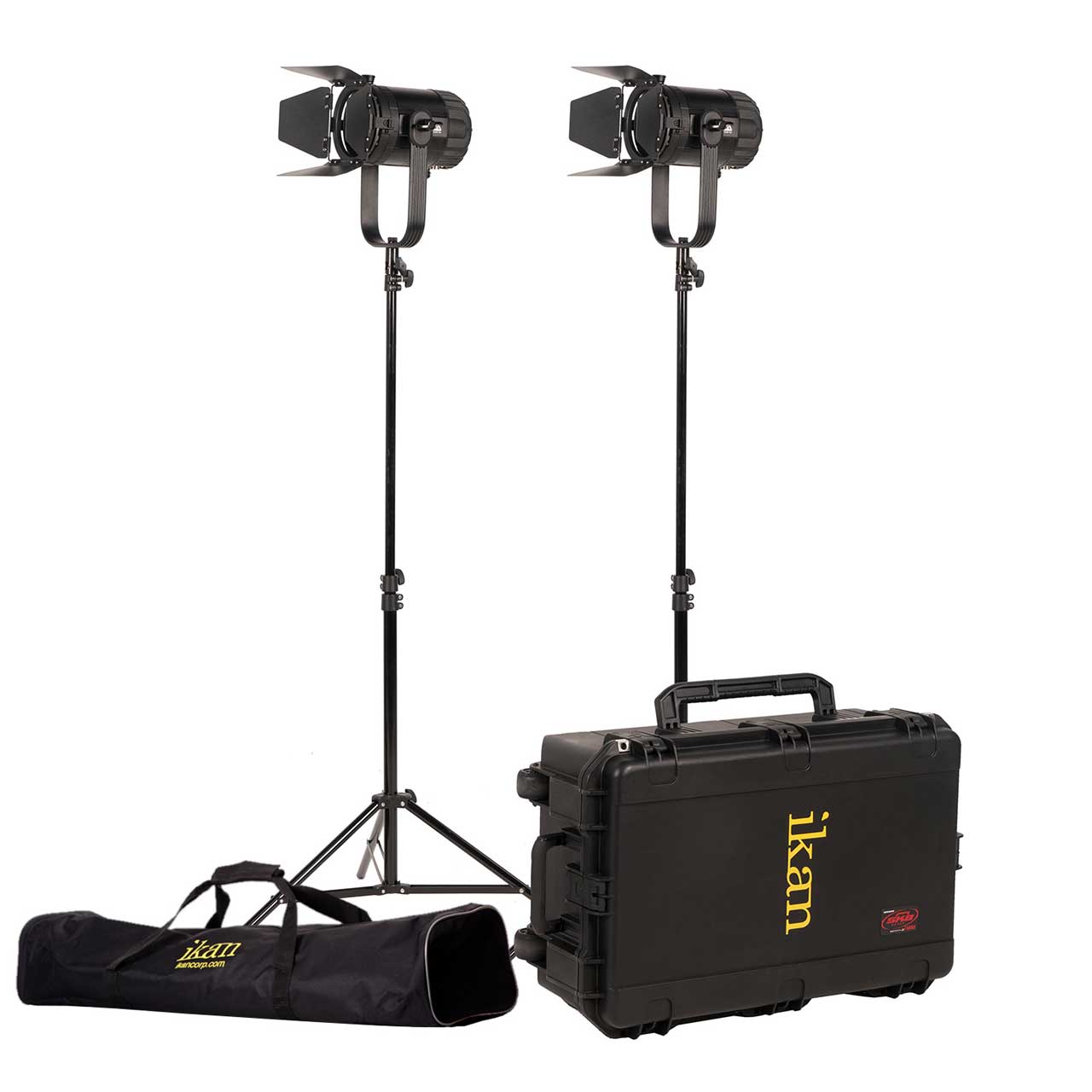 ikan SFB150-G Stryder Kit - Includes 2x Stryder 150 Watt Fresnel with Hard Case - Gold Mount IKAN-SFB150G2PKT