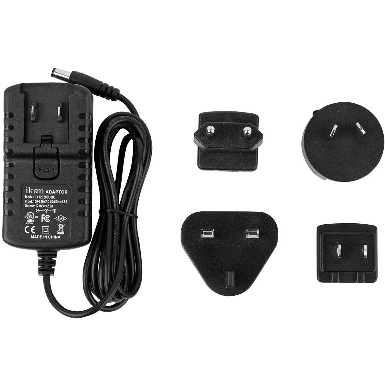 ikan XYYU-120200 12 Volt 2 AMP AC/DC Universal Adapter IKAN-XYYU-120200