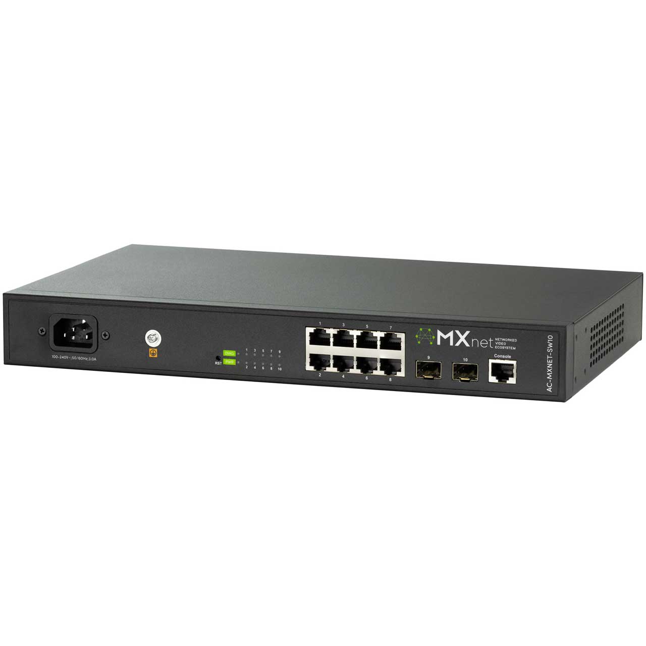 AVPro Edge AC-MXNET-SW10 10-Port RJ45 Switch (1G) with Intelligent AV Processing & 8 PoE ports AC-MXNET-SW10