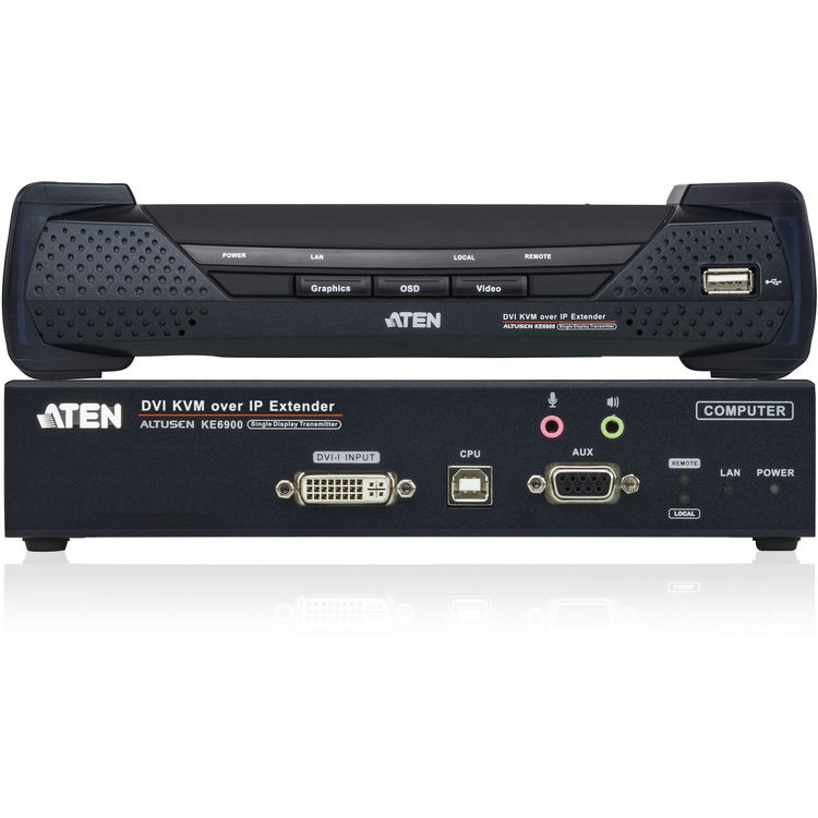 ATEN KE6900KIT01 KE6900T/ KE6900R DVI Single Display IP KVM Receiver ...