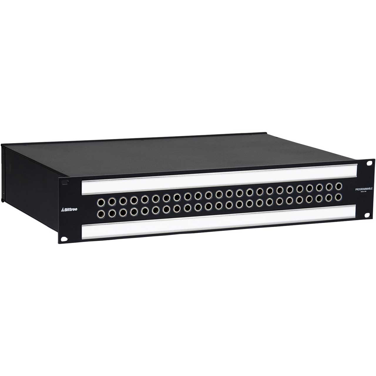 Bittree B48DC-NNPIT/E3 M2OU12L 2 RU Black 2x24 Mono Spaced Patch Panel with 2 Designation Strips - 12 Inch Chassis