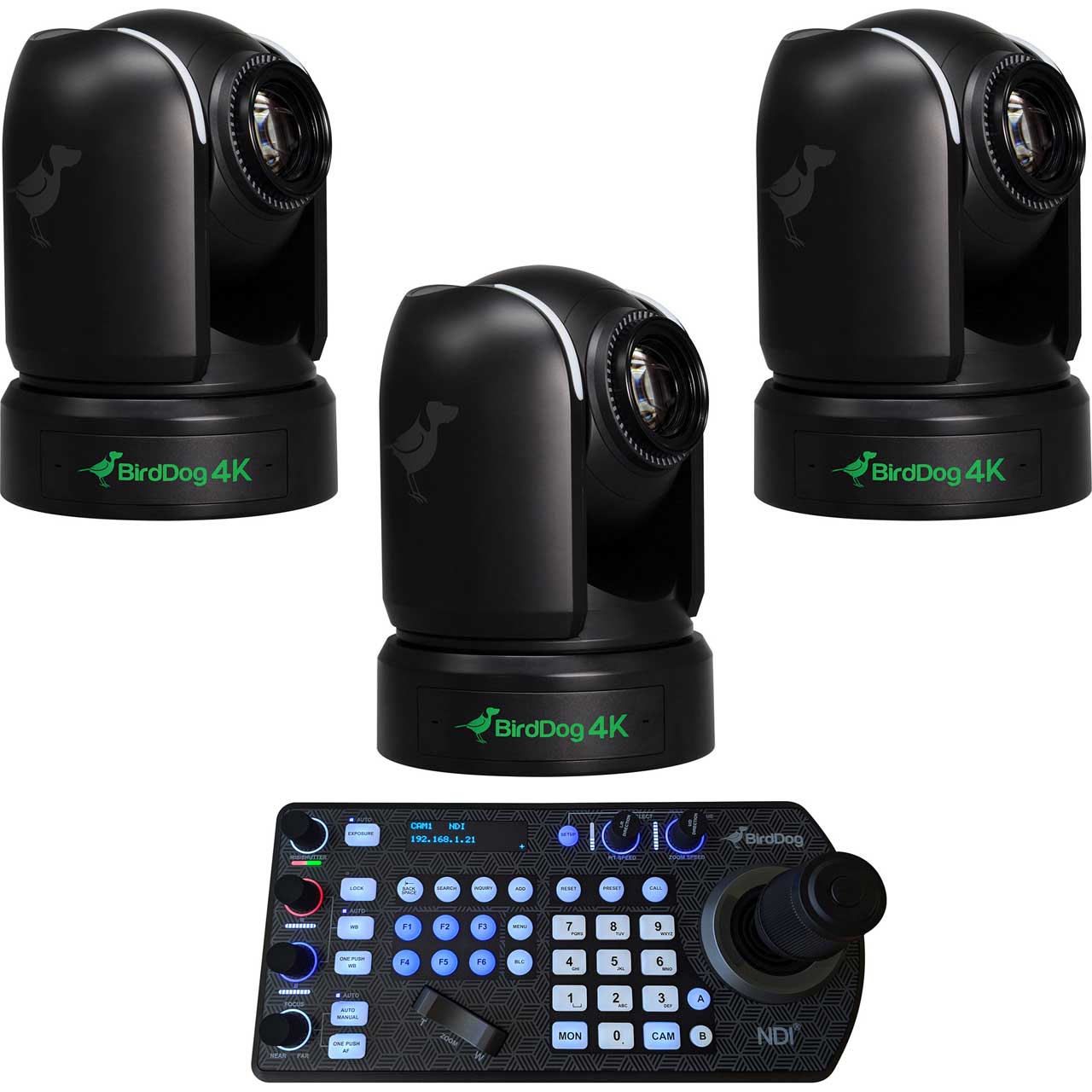 BirdDog BDP4KBUNDLE-BBB P4K Camera Bundle - 3x Black P4K NDI PTZ ...