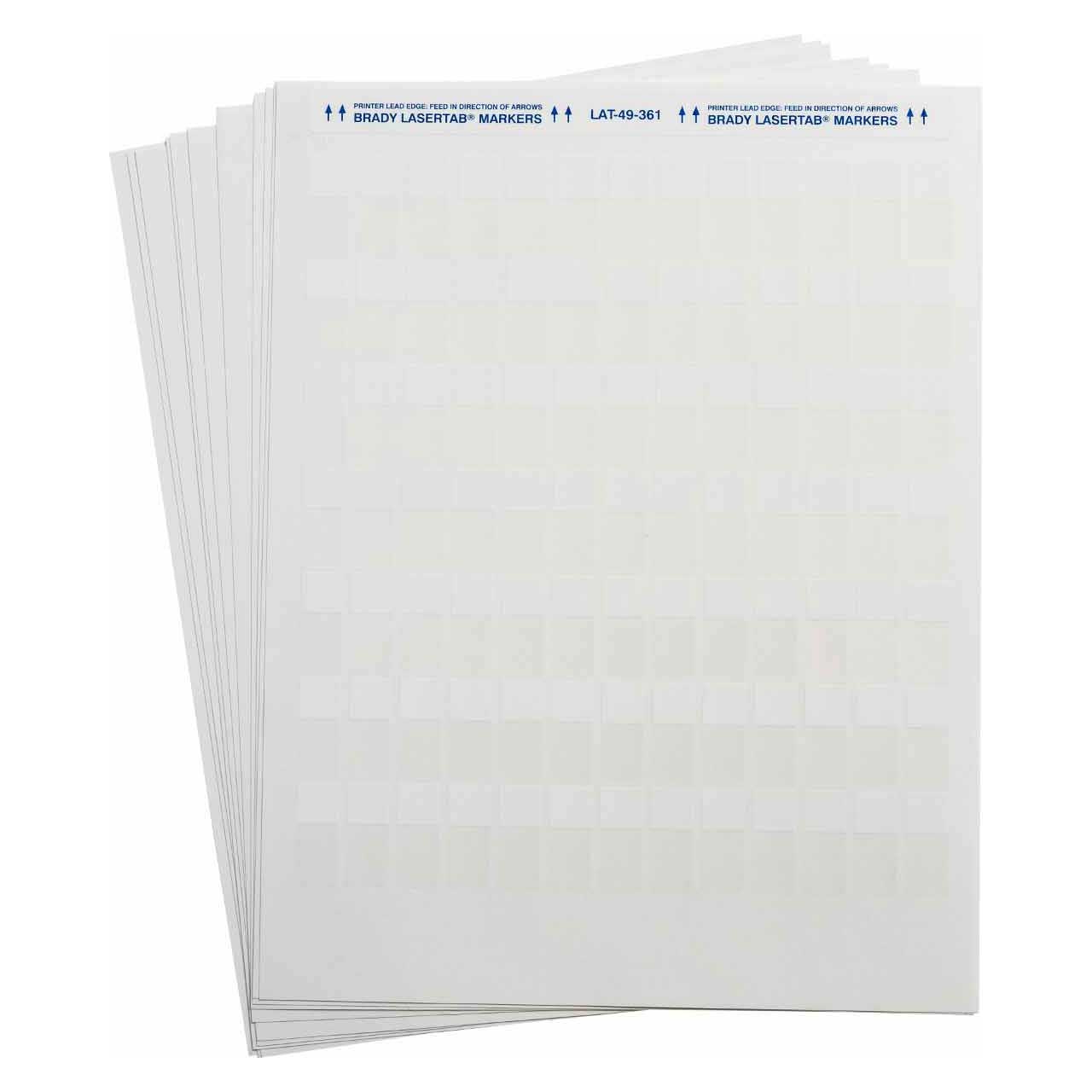 Brady LAT-49-361-1 LaserTab Series Self-Laminating Polyester Labels - 1.25 x 0.5 Inches - White - Pack of 11 Sheets LAT-49-361-1