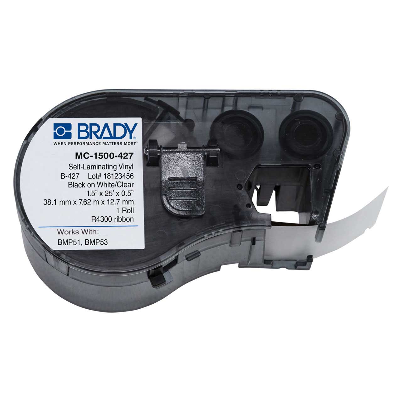 BRADY M21-1000-427 Label Cartridge,Black/White 