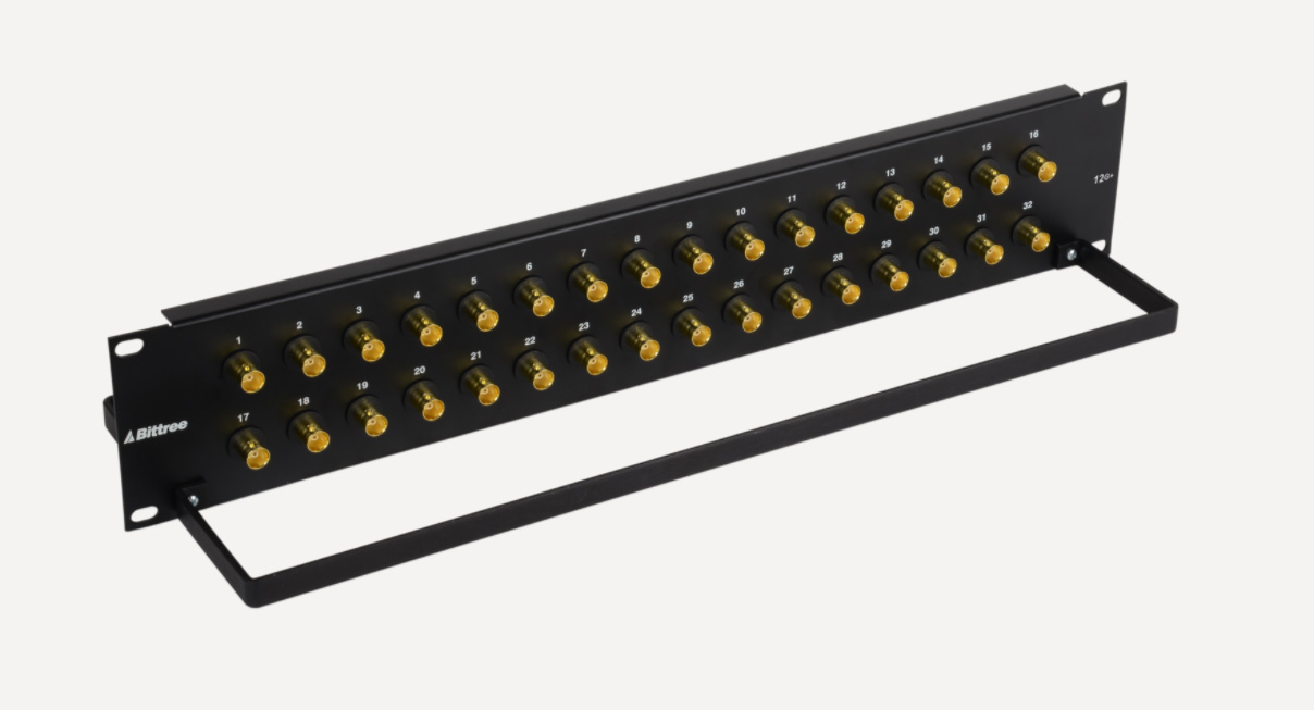 Bittree BH-B216A0B12 12GHz 4K/8K Single-Link BNC Coaxial Bulkhead Patch Panel - 2x16 2RU