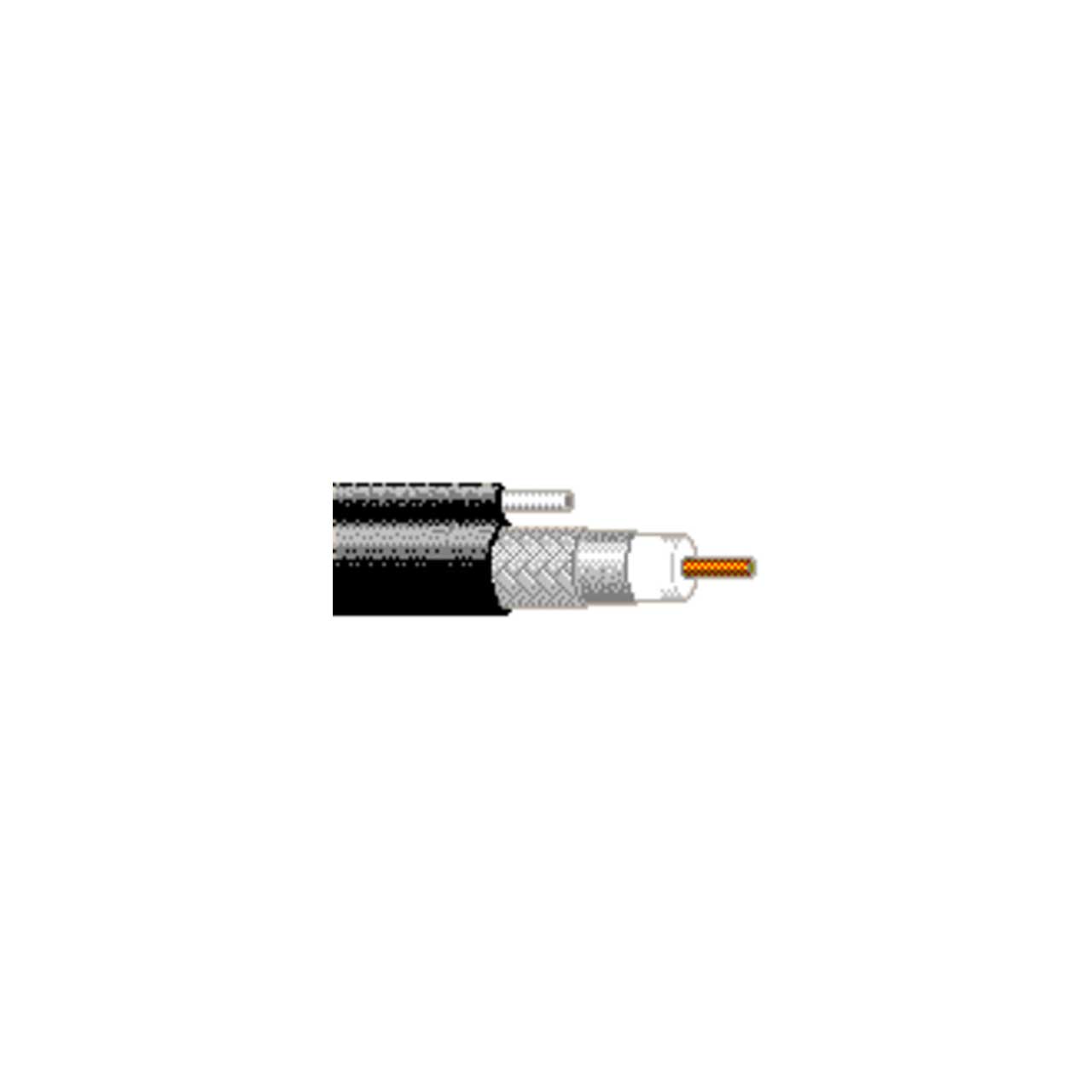 Belden 1524AM CATV Video Cable RG11 14 AWG BCCS Foil + Braid Messenger PVC Jacket - Black - 1000 Foot  1524AM 0101000