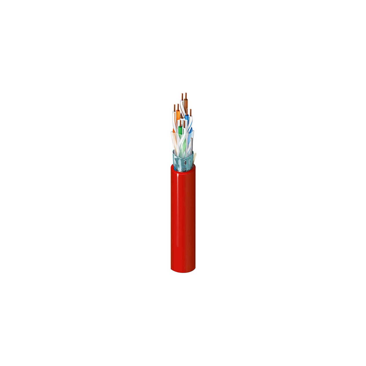 Belden 2412F CAT6 Plus Cable - 4-Pair - F/UTP-Foil Shielded - Riser-CMR - 23 AWG - Red - 1000 Foot