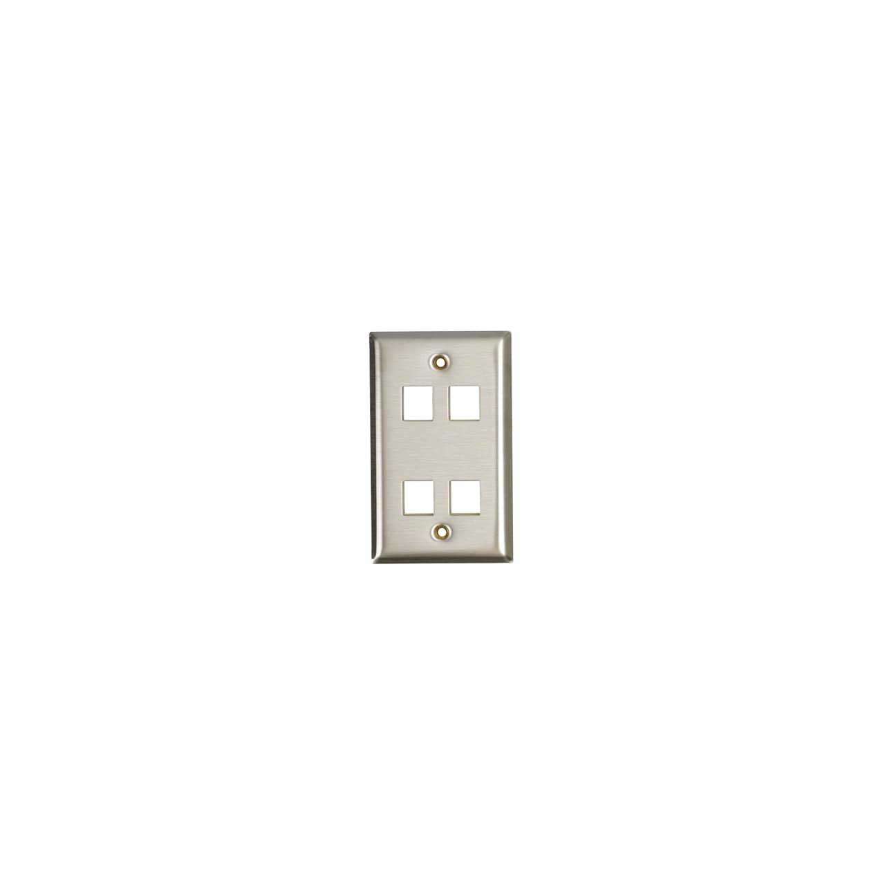 Belden AX102009 KeyConnect Stainless Steel 4-Port Single-Gang Faceplate