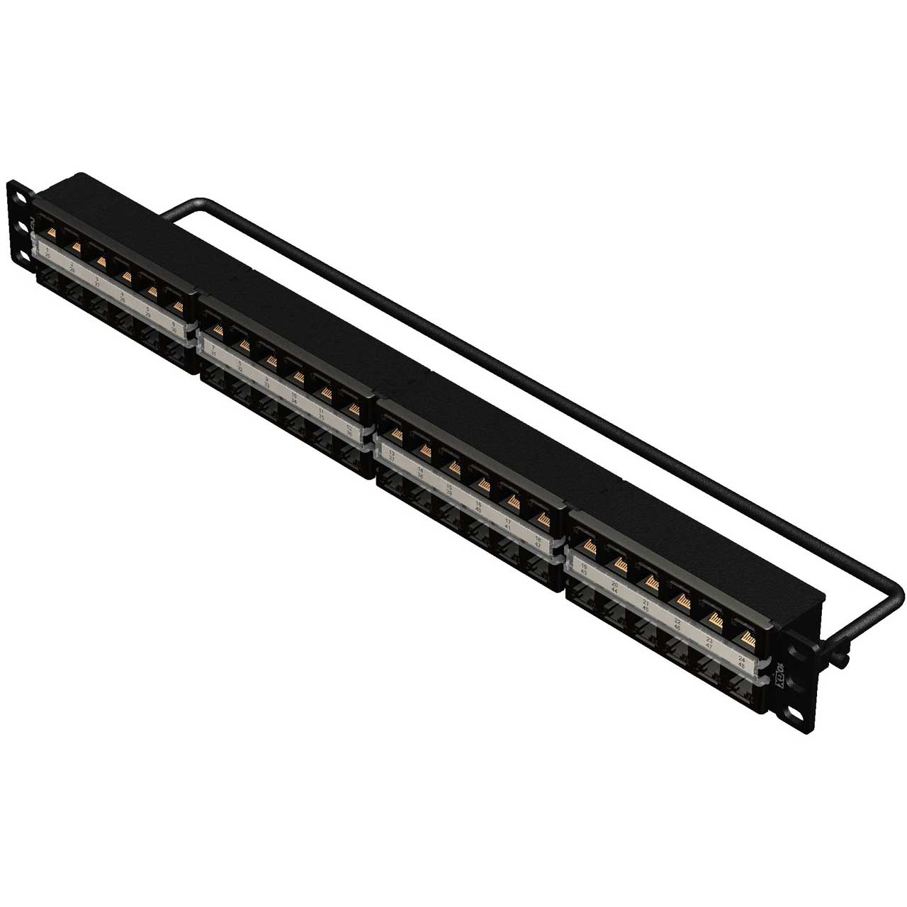 Belden RVAPPF1U48BK 10GX REVConnect 1RU 48 Port Category 6A Patch Panel - Pre Loaded - Black