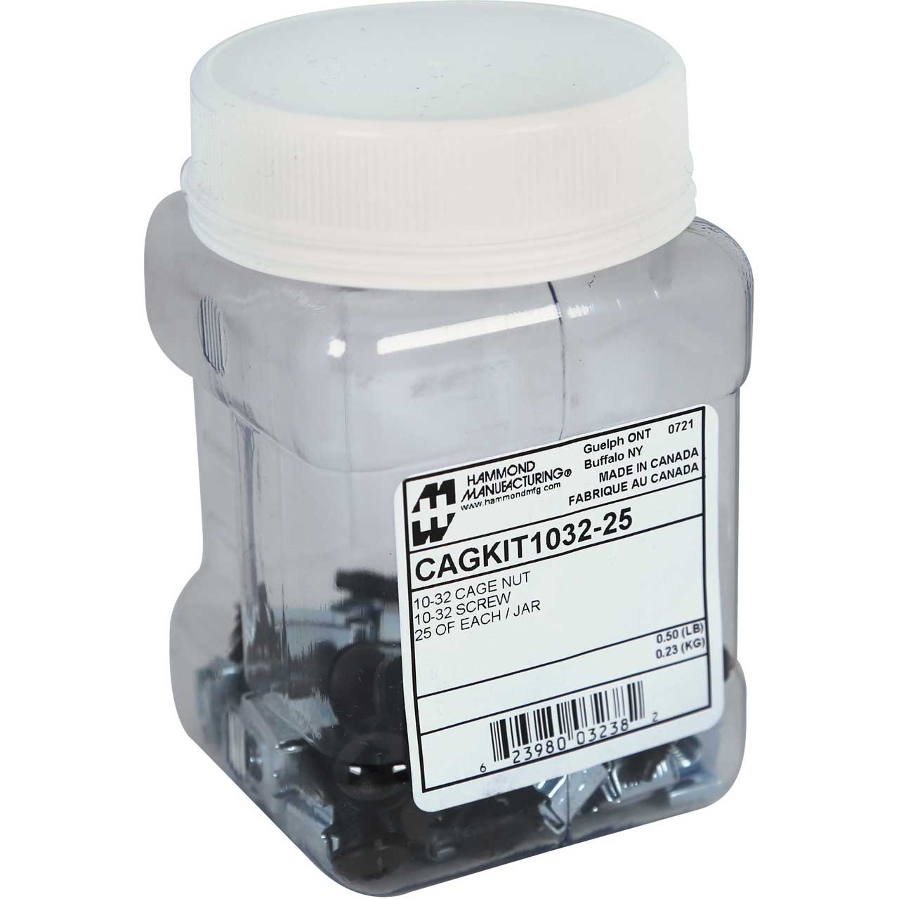 Hammond CAGKIT1032-25 10-32 Cage Nuts & Screws for Square Hole Punched Rackrails - 25 Pack CAGKIT1032-25