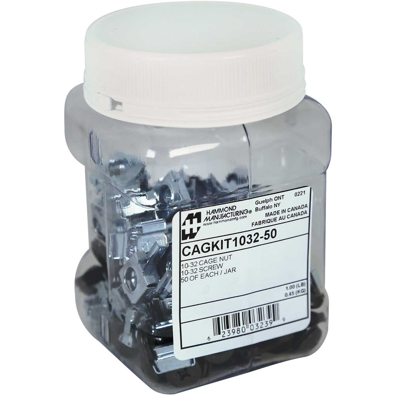 Hammond CAGKIT1032-50 10-32 Cage Nuts & Screws for Square Hole Punched Rackrails - 50 Pack CAGKIT1032-50
