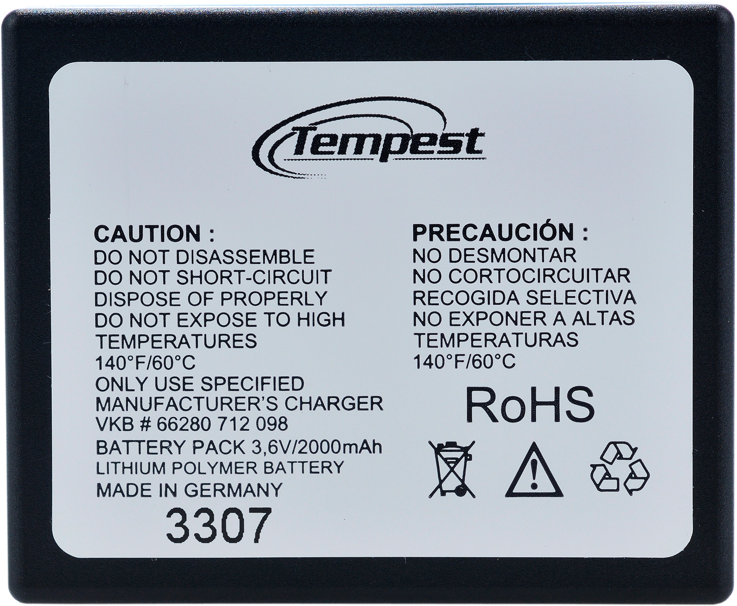 TLP1 Lithiumpolymer battery for Tempest 2.4GHz beltstation