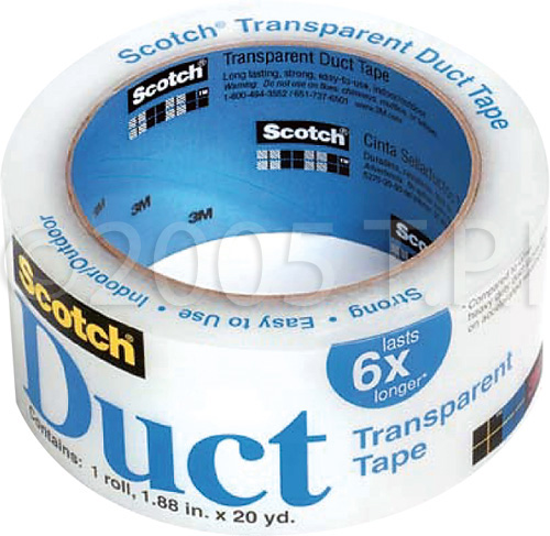 Transparent Duct Tape 1.88 Inches by 20 Yards, Clear, Strong