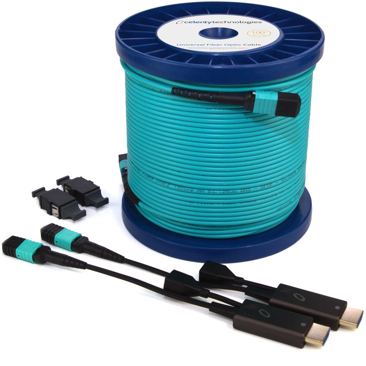 100Ft eARC Fiber Optic HDMI 2.1 Cable 8K@60Hz 4:4:4 48Gbps CL3 Rated–