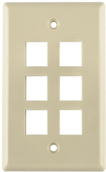 Six Port Flushmount Keystone Faceplate Ivory