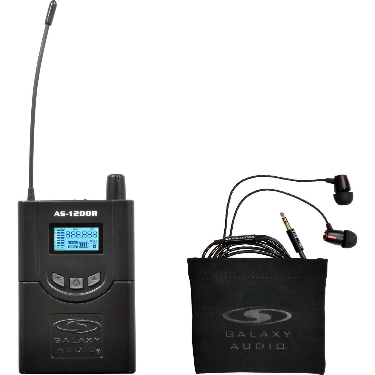 Galaxy Audio AS-1200RD 210 Channel Stereo Wireless Personal In-Ear Monitor Receiver with EB4 Earbuds - 584-607 MHz GXY-AS-1200RD