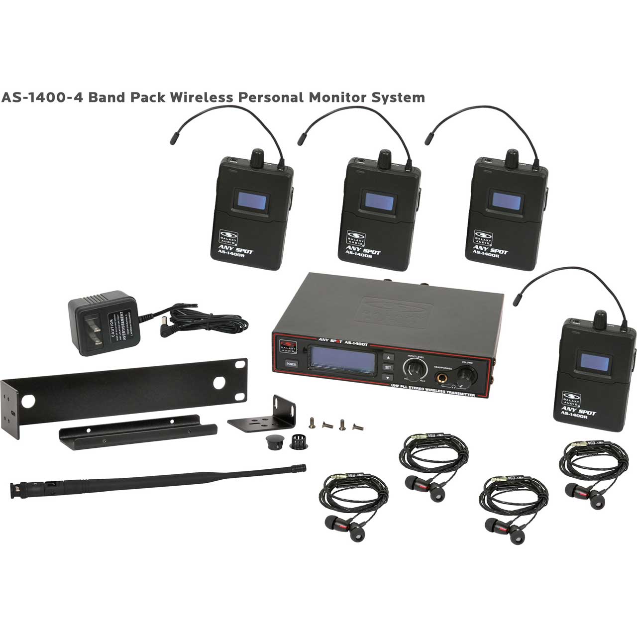 Galaxy Audio AS-1400-4M Wireless In-ear Monitor System with 4 Receivers