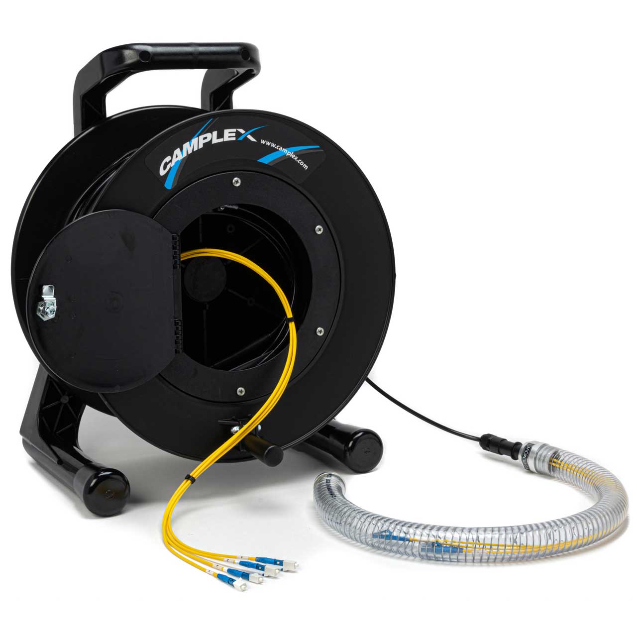 Camplex HF-TRP04LC-0500 4-Channel LC Single Mode Tactical Fiber Cable Reel  with Protective Pulling Sleeve - 500 Foot