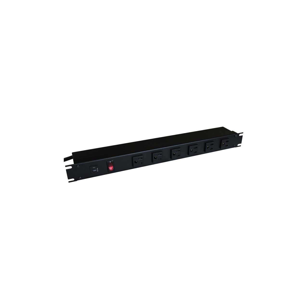 Hammond 1582T8B1BK 15A 8 Outlet Strip - 15 Foot Cord - Outlets Front - Black 1582T8B1BK