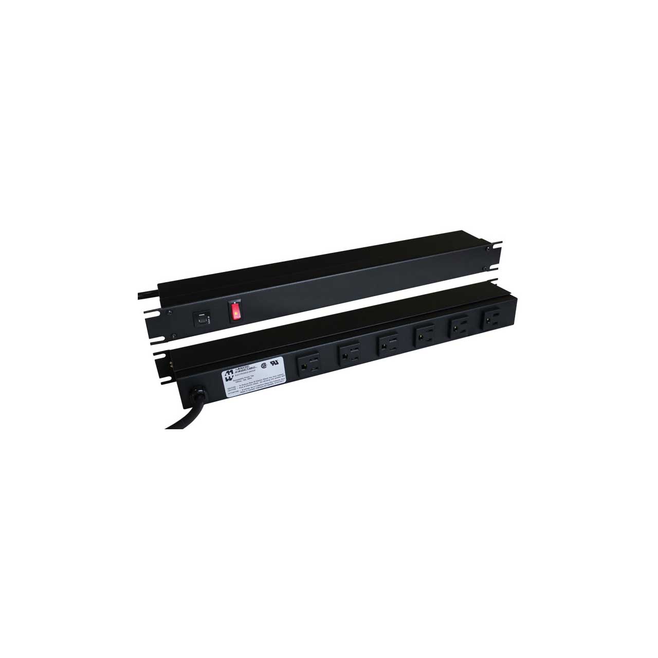 Hammond 1583H8B1BK 19-Inch Rack Mount Outlet Strip w/ Switch - 15A - 8 Outlets - 15 Foot Cord - Black 1583H8B1BK
