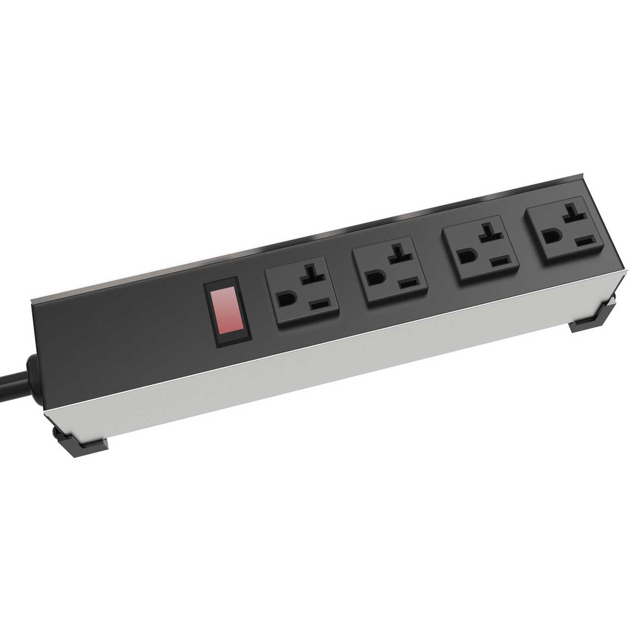 Hammond 1589H8F1 20A H.D. 8 Outlet Strip w/ Switch - 6 Foot Cord - Straight Plug - Outlets Front - Black 1589H8F1