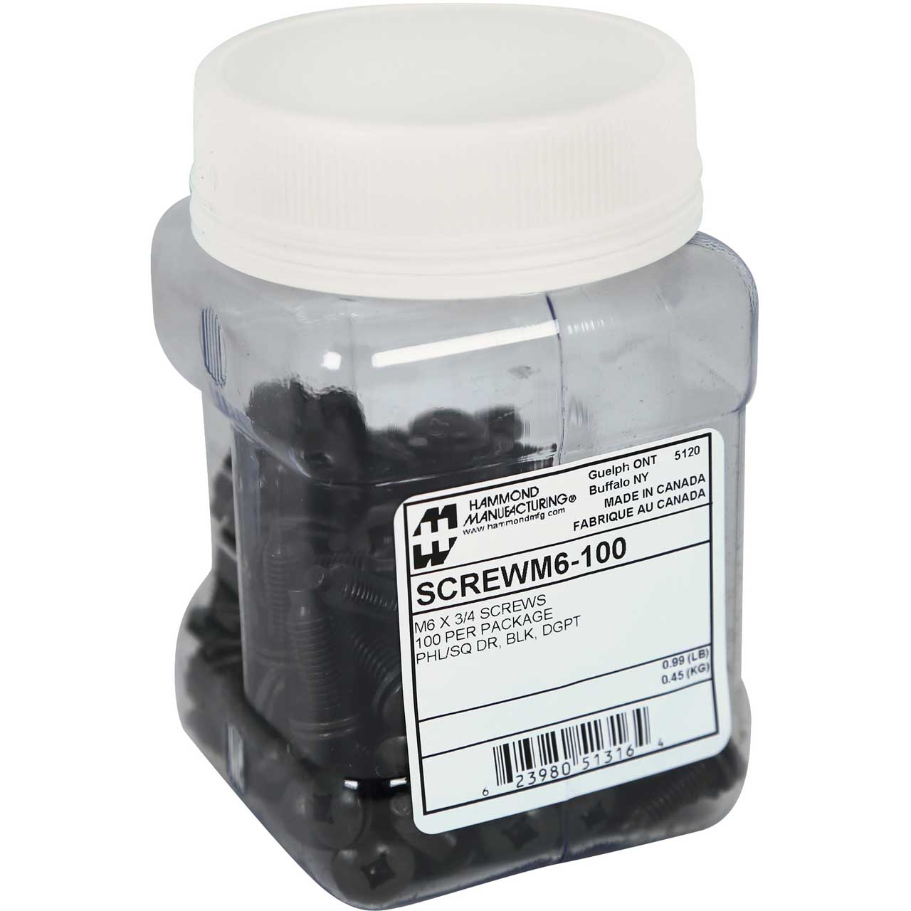 Hammond SCREWM6 M6 Rack Screws & Nylon Washers - 100/Pack SCREWM6-100