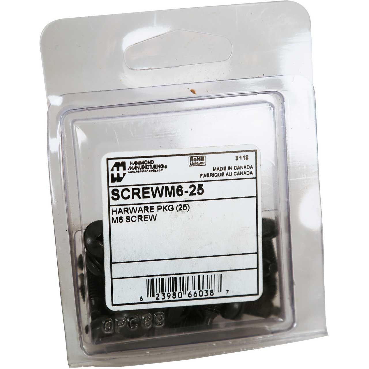 Hammond SCREWM6 M6 Rack Screws & Nylon Washers - 25/Pack HMND-SCREWM6-25