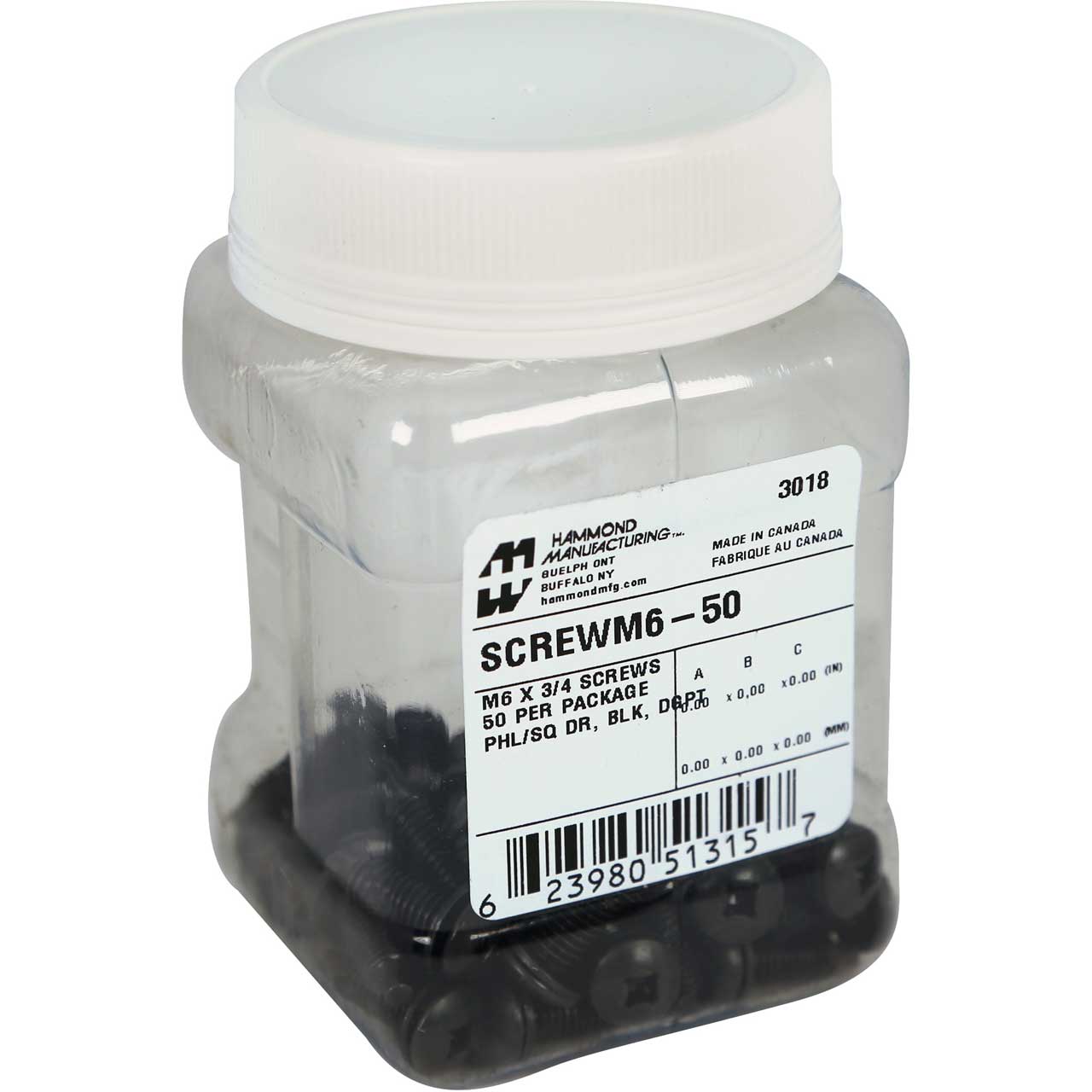Hammond SCREWM6 M6 Rack Screws & Nylon Washers - 50/Pack SCREWM6-50